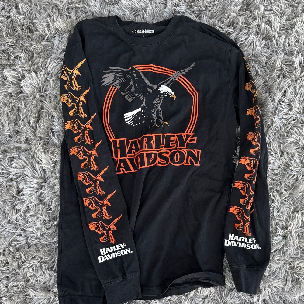 Harley-Davidson Black Shirt with Orange Eagle Design